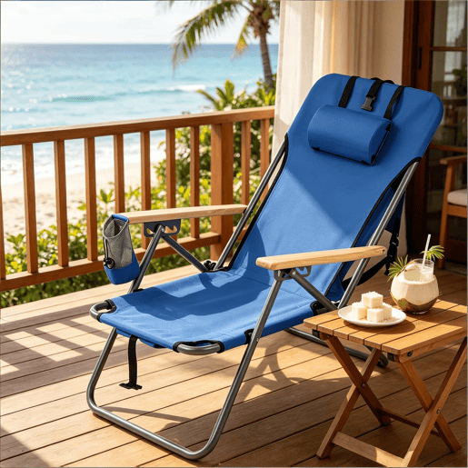 Cadeira de jardim dobrável 66x56x77,5 cm - encosto ajustável em 4 posições, cadeira de campismo e piquenique - Azul Cadeira de jardim dobrável 66x56x77,5 cm - encosto ajustável em 4 posições, cadeira de campismo e piquenique - Azul