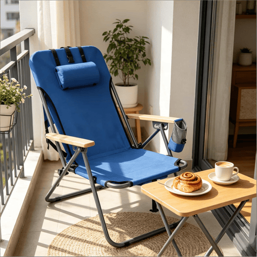 Cadeira de jardim dobrável 66x56x77,5 cm - encosto ajustável em 4 posições, cadeira de campismo e piquenique - Azul Cadeira de jardim dobrável 66x56x77,5 cm - encosto ajustável em 4 posições, cadeira de campismo e piquenique - Azul