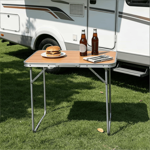 Mesa dobrável - Ultraleve, portátil e multifuncional para acampamento e pesca - Carvalho