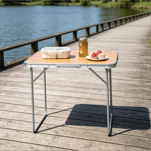 Mesa dobrável - Ultraleve, portátil e multifuncional para acampamento e pesca - Carvalho