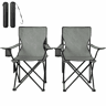 Cadeira de campismo dobrável 47x76 cm - com porta-copos, confortável, portátil para pesca e atividades ao ar livre (2 unidades) - Cinza escuro
