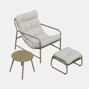 Conjunto de mobiliário de jardim Trerdfjoa 3 pcs. aço begecinzento en.casa