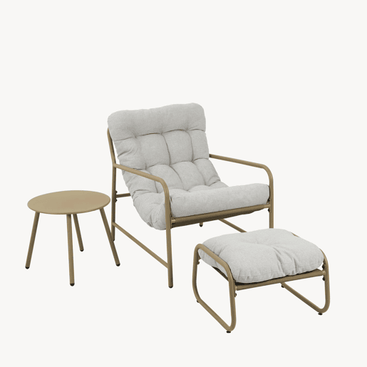 Conjunto de mobiliário de jardim Trerdfjoa 3 pcs. aço begecinzento en.casa Conjunto de mobiliário de jardim Trerdfjoa 3 pcs. aço begecinzento en.casa