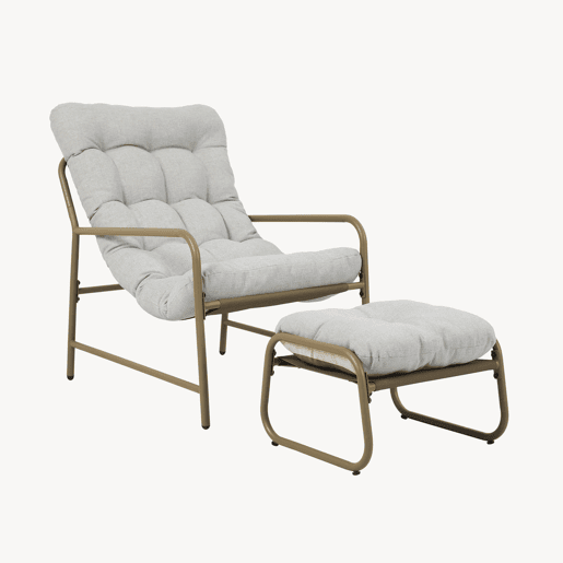 Conjunto de mobiliário de jardim Trerdfjoa 3 pcs. aço begecinzento en.casa Conjunto de mobiliário de jardim Trerdfjoa 3 pcs. aço begecinzento en.casa
