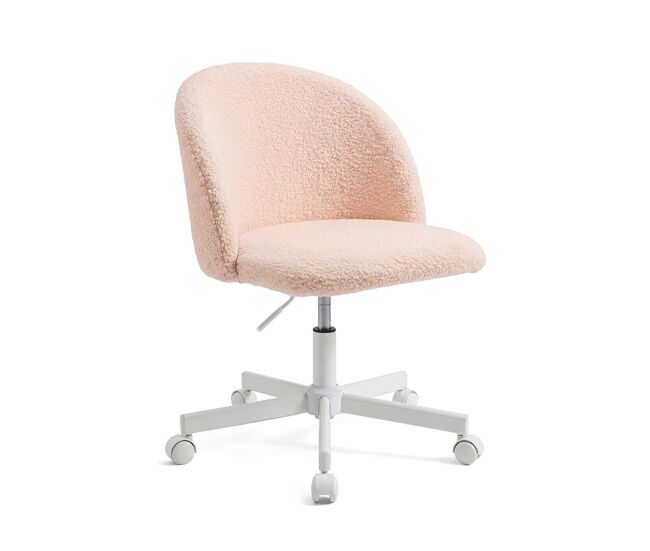 Silla de escritorio tapizada en borreguito rosa empolvado 76-89,5 cm candy rosa empolvado 45,5 x 89,5 x cm