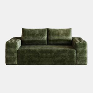 Sofá modular de 180 cm, de 2 lugares u2013 assento profundo, veludo canelado, espuma de alta densidade u2013 Verde