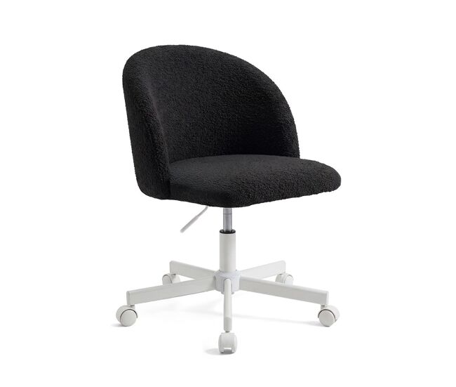 Silla de escritorio tapizada en borreguito negro 76-89,5 cm candy negro 45,5 x 89,5 x cm