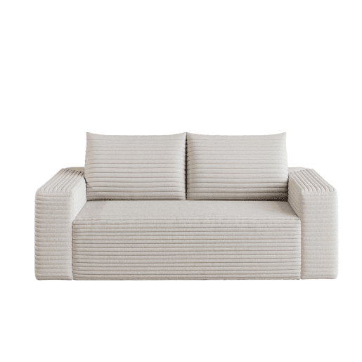 Sofá modular em veludo de 180 cm - 2 lugares, assento profundo, compacto - Branco creme Sofá modular em veludo de 180 cm - 2 lugares, assento profundo, compacto - Branco creme