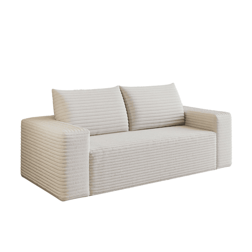Sofá modular em veludo de 180 cm - 2 lugares, assento profundo, compacto - Branco creme Sofá modular em veludo de 180 cm - 2 lugares, assento profundo, compacto - Branco creme