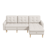 Sofá de canto 212 x 130 x 86 cm com arrumação - chaise longue reversível, sofá de canto de 3 lugares em tecido não tecido, para espaços pequenos, com baú - bege, 3 lugares