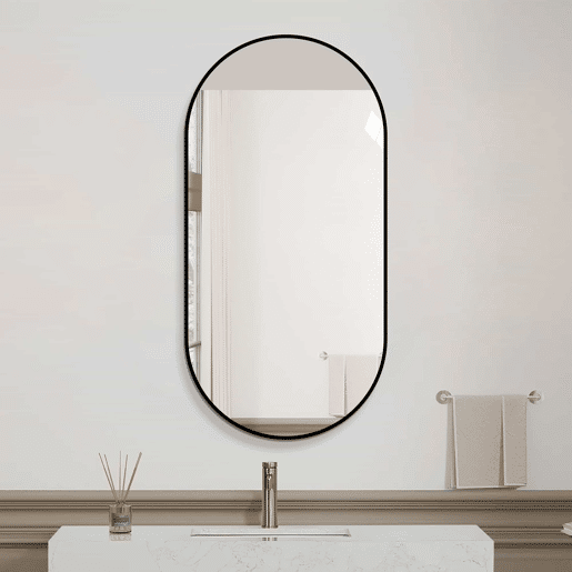 Espelho de parede em forma de arco 60×120 cm - Moldura em alumínio preto, espelho prateado HD sem cobre, moderno, pode ser pendurado na vertical ou na horizontal - Prateado Espelho de parede em forma de arco 60×120 cm - Moldura em alumínio preto, espelho prateado HD sem cobre, moderno, pode ser pendurado na vertical ou na horizontal - Prateado