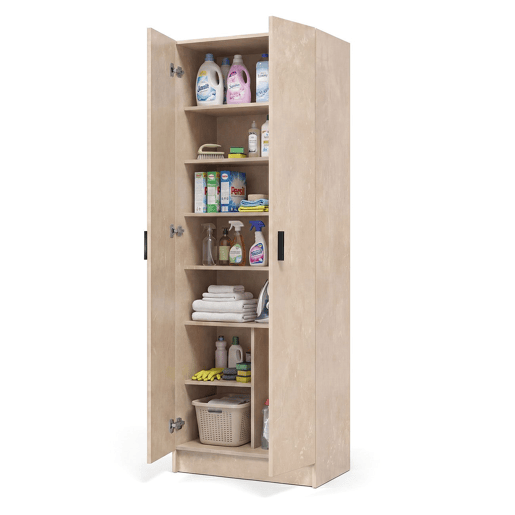 Armário de 2 portas, 60 x 180 cm, Multi Useful Microcemento Beige 60 x 180 x 37 cm
