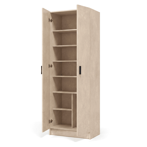 Armário de 2 portas, 60 x 180 cm, Multi Useful Microcemento Beige 60 x 180 x 37 cm