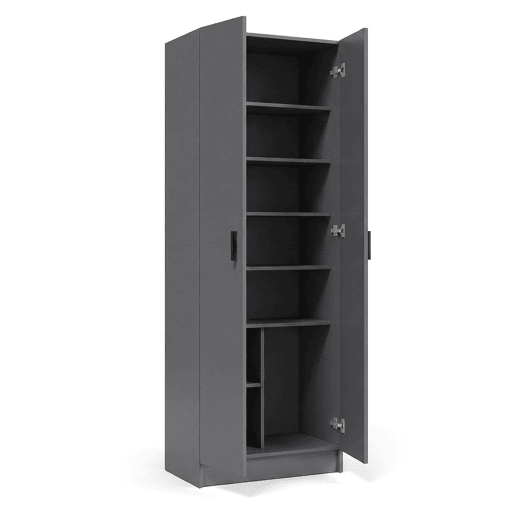 Armário de 2 portas, 60 x 180 cm, Multi Useful Gris Grafito 60 x 180 x 37 cm Armário de 2 portas, 60 x 180 cm, Multi Useful Gris Grafito 60 x 180 x 37 cm