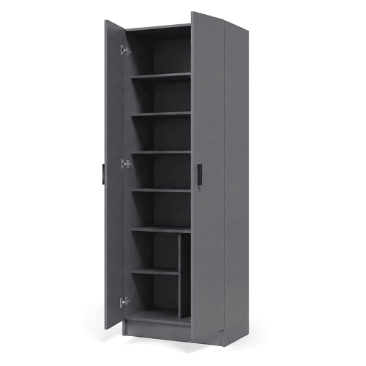Armário de 2 portas, 60 x 180 cm, Multi Useful Gris Grafito 60 x 180 x 37 cm Armário de 2 portas, 60 x 180 cm, Multi Useful Gris Grafito 60 x 180 x 37 cm