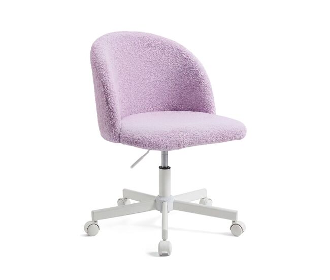 Silla de escritorio tapizada en borreguito lila claro 76-89,5 cm candy lila claro 45,5 x 89,5 x cm