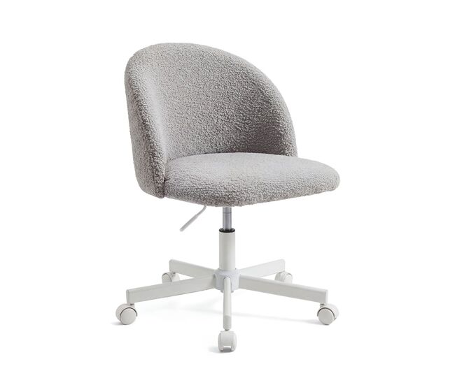 Silla de escritorio tapizada en borreguito gris claro 76-89,5 cm candy gris claro 45,5 x 89,5 x cm