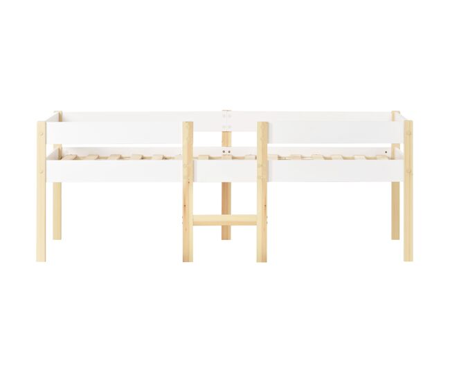 Cama entrepiso de pino macizo con cajones - 90x200 cm - blanco