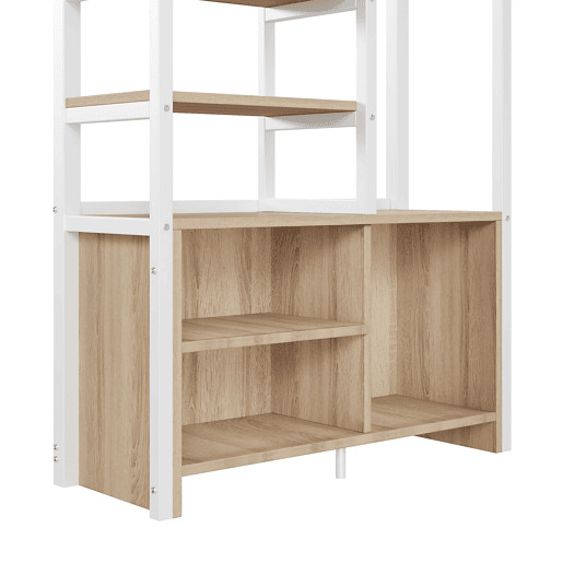 Cama loft metálica 90x200 cm - com secretária + tomadas USB + barreiras - Branco