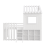 Cama infantil 90x200 - com teto, janela, espaço de armazenamento aberto, escada de escalada, sem colchão - branco