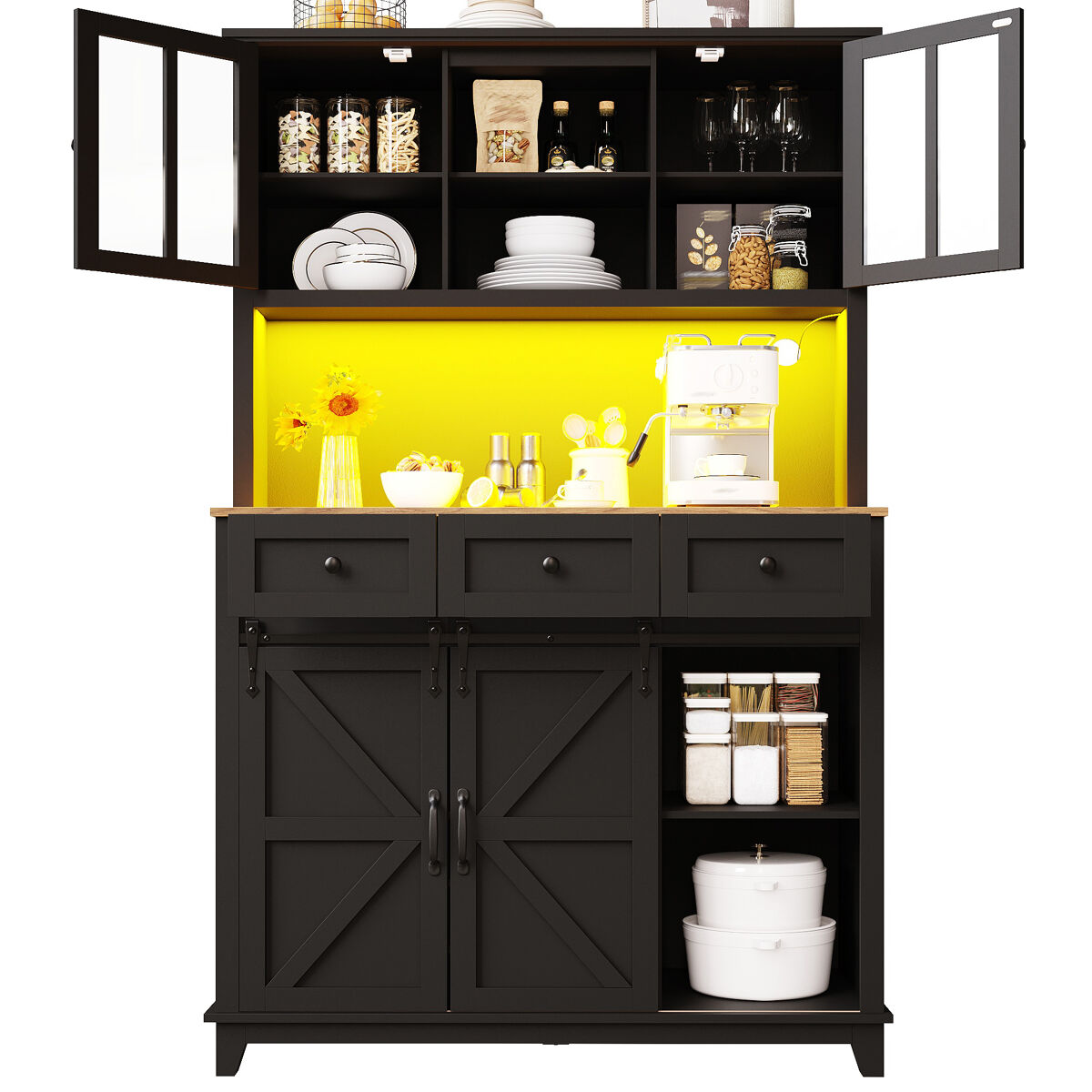 Armario de cocina con 4 puertas y 3 cajones 105 Negro