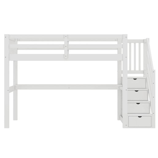 Cama alta 90x200 cm - Cama infantil com gavetas de arrumação e secretária debaixo da cama - Branco Cama alta 90x200 cm - Cama infantil com gavetas de arrumação e secretária debaixo da cama - Branco