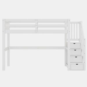 Cama alta 90x200 cm - Cama infantil com gavetas de arrumação e secretária debaixo da cama - Branco