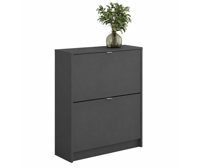 Adaja zapatero 2 puertas inclinables matt grey 71x24x85 cm / mueble zapatero moderno con 2 compartimentos para recibidor, pasillo o dormitorio