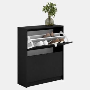 Adaja Sapateira 2 Portas Basculantes Matt Black 71x24x86 cm  Móvel Sapateira Moderno com 2 Compartimentos para Hall de Entrada, Corredor ou Quarto