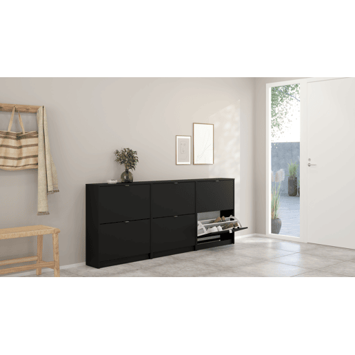 Adaja Sapateira 2 Portas Basculantes Matt Black 71x24x86 cm  Móvel Sapateira Moderno com 2 Compartimentos para Hall de Entrada, Corredor ou Quarto