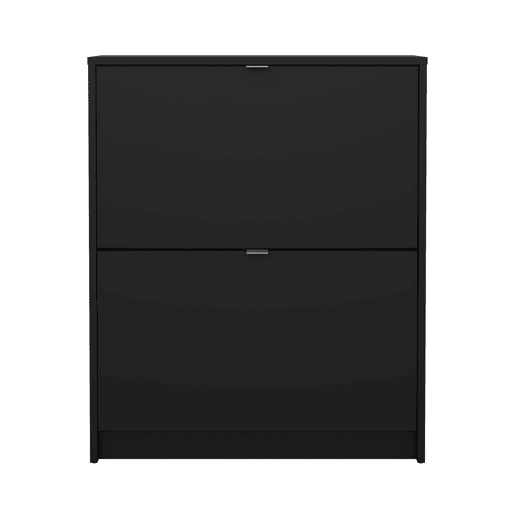 Adaja Sapateira 2 Portas Basculantes Matt Black 71x24x86 cm  Móvel Sapateira Moderno com 2 Compartimentos para Hall de Entrada, Corredor ou Quarto