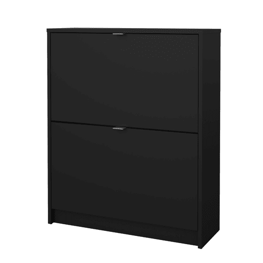 Adaja Sapateira 2 Portas Basculantes Matt Black 71x24x86 cm  Móvel Sapateira Moderno com 2 Compartimentos para Hall de Entrada, Corredor ou Quarto