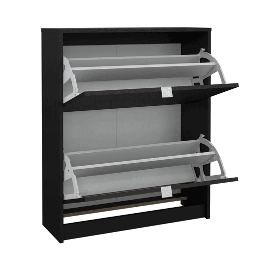 Adaja Sapateira 2 Portas Basculantes Matt Black 71x24x86 cm  Móvel Sapateira Moderno com 2 Compartimentos para Hall de Entrada, Corredor ou Quarto