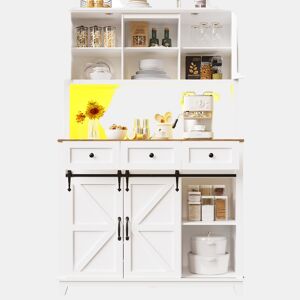 Armário de cozinha de mdf com 4 portas,3 gavetas e luz led,branco