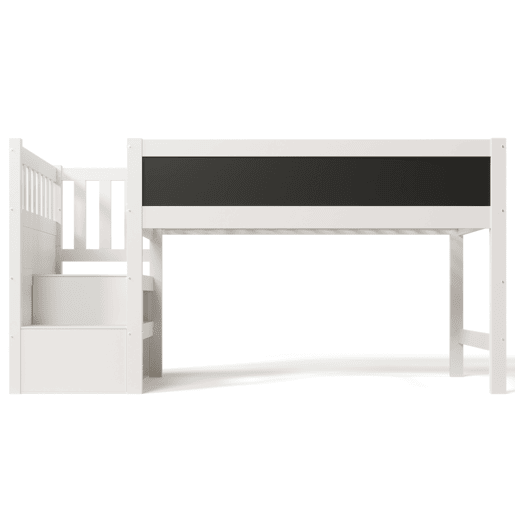 Cama alta infantil 90x200 cm - Com quadro, arrumação e proteção contra quedas - Branca Cama alta infantil 90x200 cm - Com quadro, arrumação e proteção contra quedas - Branca