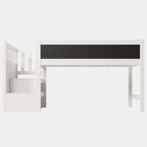 Cama alta infantil 90x200 cm - Com quadro, arrumação e proteção contra quedas - Branca