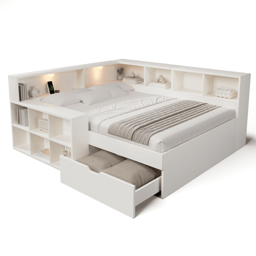 Cama juvenil,cama de casal de madeira maciça 140x200 cm,branco Cama juvenil,cama de casal de madeira maciça 140x200 cm,branco