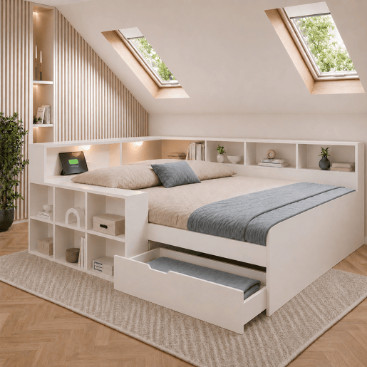 Cama juvenil,cama de casal de madeira maciça 140x200 cm,branco Cama juvenil,cama de casal de madeira maciça 140x200 cm,branco