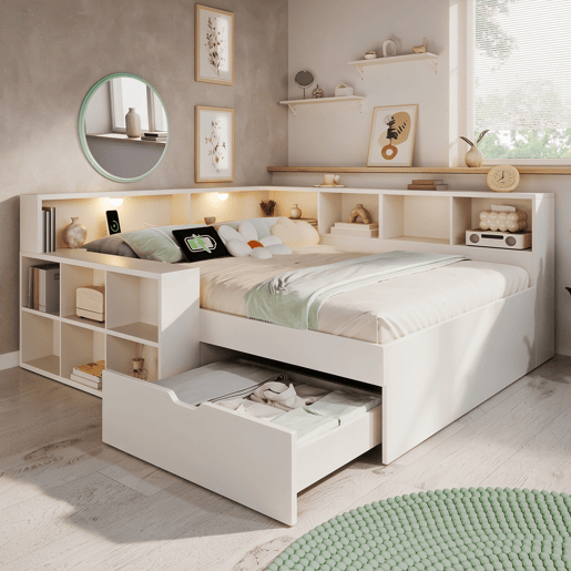 Cama juvenil,cama de casal de madeira maciça 140x200 cm,branco Cama juvenil,cama de casal de madeira maciça 140x200 cm,branco