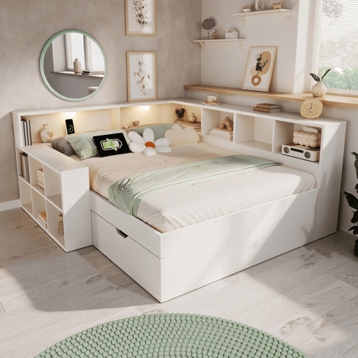 Cama juvenil,cama de casal de madeira maciça 140x200 cm,branco Cama juvenil,cama de casal de madeira maciça 140x200 cm,branco
