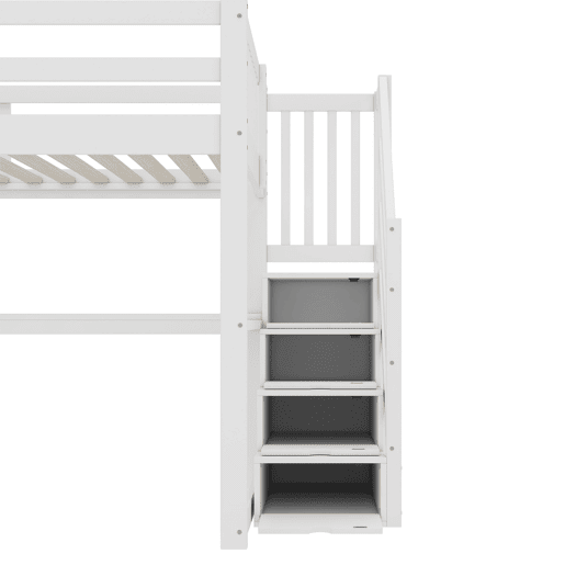 Cama alta 140x200 - Cama infantil com gavetas de arrumação e secretária por baixo - Branca Cama alta 140x200 - Cama infantil com gavetas de arrumação e secretária por baixo - Branca