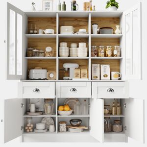 Armário de cozinha de mdf com 5 portas e 3 gavetas,branco