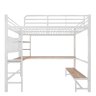 Cama loft 140x200 cm - Secretária, Frigorífico, Escada, USB + Tipo C, LED, Branco