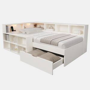 Cama juvenil,cama de solteiro de madeira maciça 90x200 cm,branco