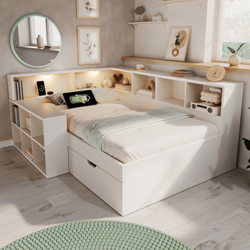 Cama juvenil,cama de solteiro de madeira maciça 90x200 cm,branco Cama juvenil,cama de solteiro de madeira maciça 90x200 cm,branco