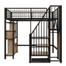Cama alta multifuncional 90x200 cm - Com arrumação, prateleiras e escada - Preto