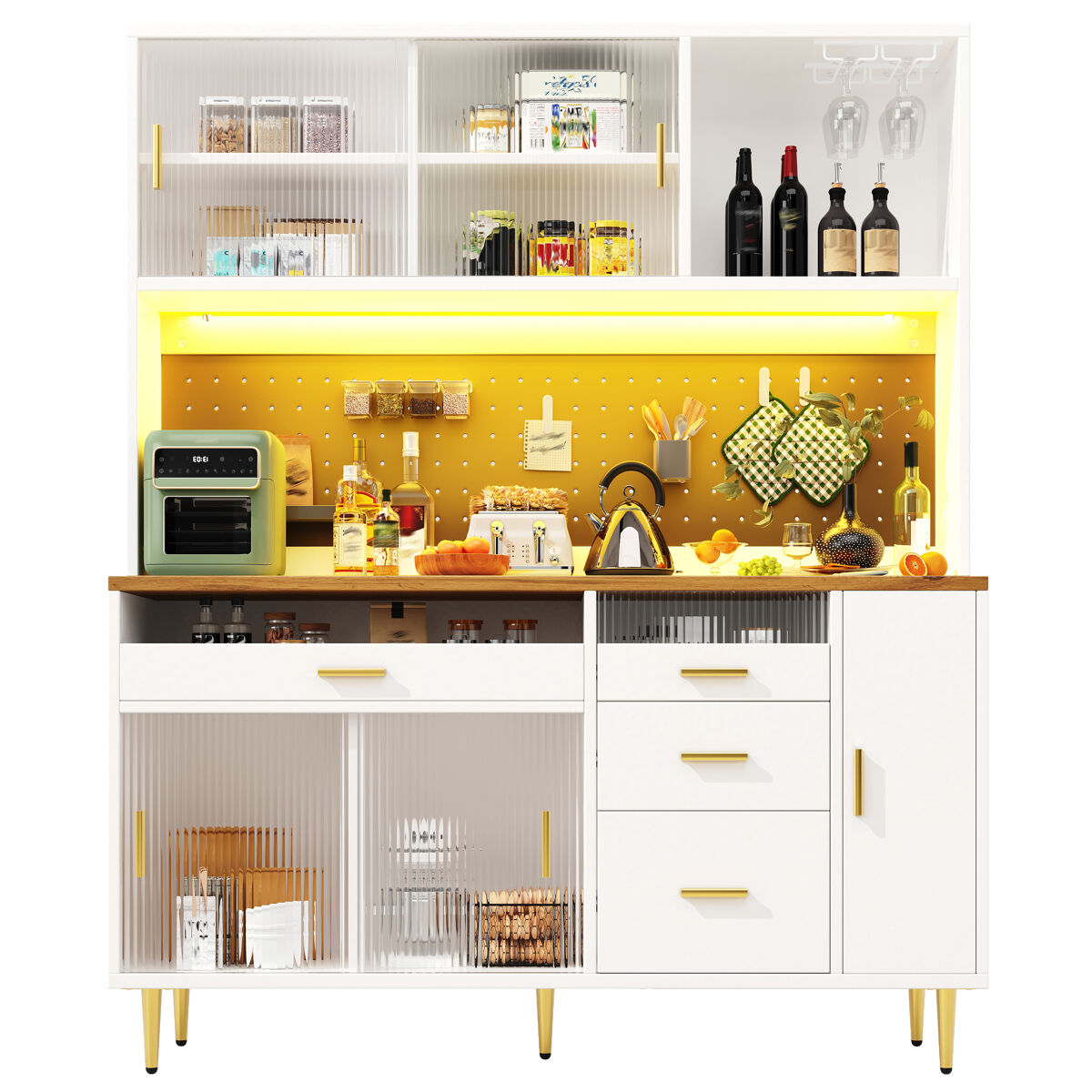 Armario de cocina con 5 puertas y 4 cajones 145 Blanco
