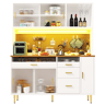 Armário de cozinha de mdf com 5 portas,4 gavetas e luz led,branco