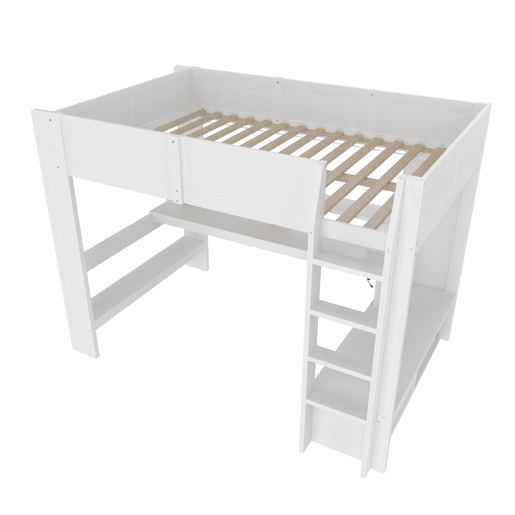 Cama alta 140x200 cm - Cama gaming com secretária, LED, gaveta, prateleiras, sem colchão - Branco Cama alta 140x200 cm - Cama gaming com secretária, LED, gaveta, prateleiras, sem colchão - Branco