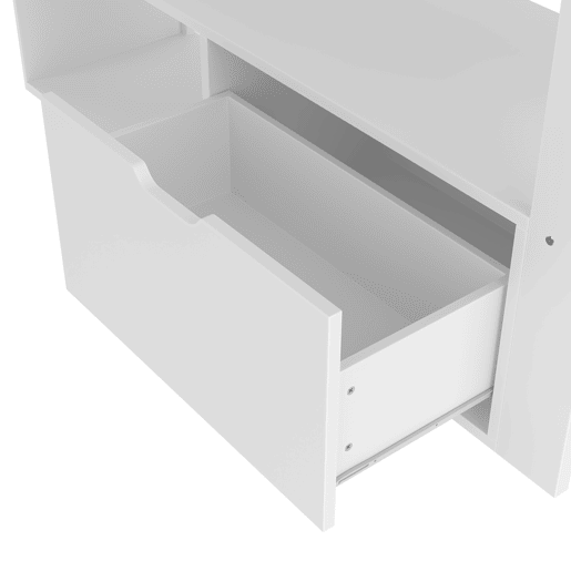 Cama alta 140x200 cm - Cama gaming com secretária, LED, gaveta, prateleiras, sem colchão - Branco Cama alta 140x200 cm - Cama gaming com secretária, LED, gaveta, prateleiras, sem colchão - Branco